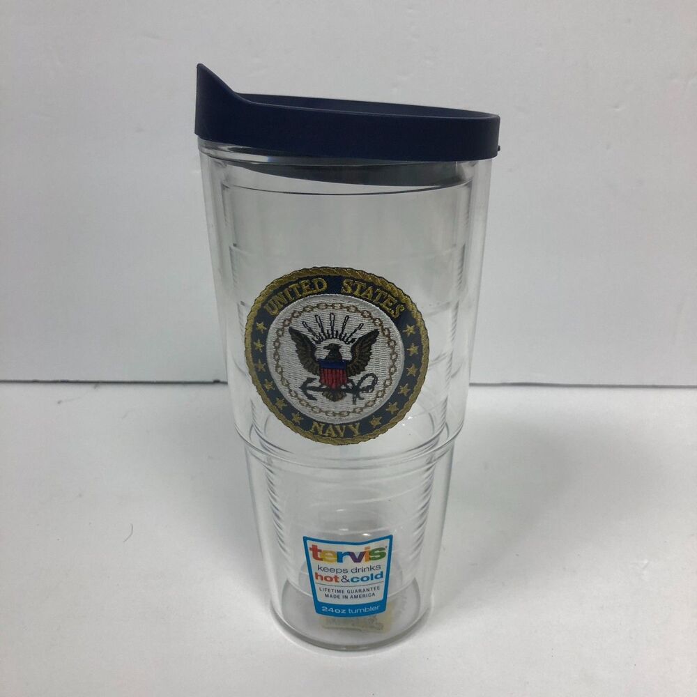 New Tervis US NAVY 24 oz Double Wall Tumbler With Blue Lid Cup